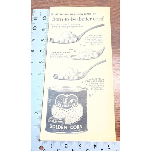 Del Monte Golden Corn Vintage Print Ad 1954 Food Kitchen Decor - Picture 2 of 4